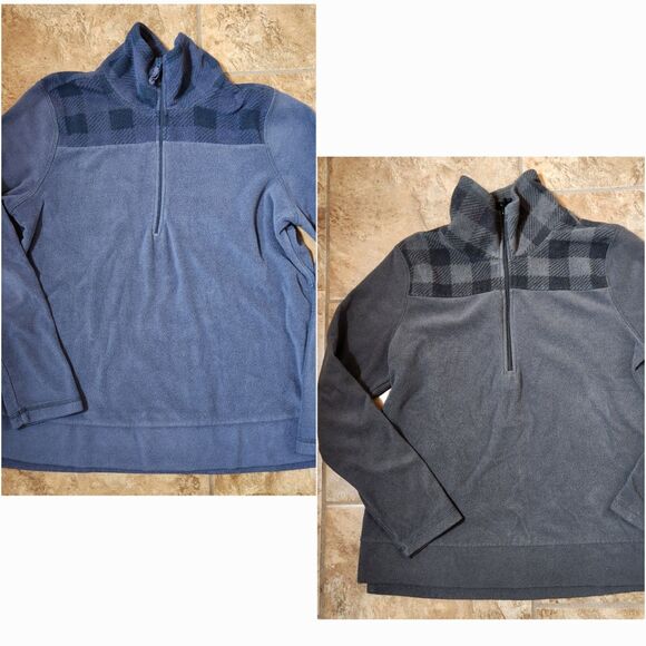 Old Navy Women’s Fleece ½ Zip Pullover Bundle – Size Small – Blue & Grey Plaid - Picture 1 of 9